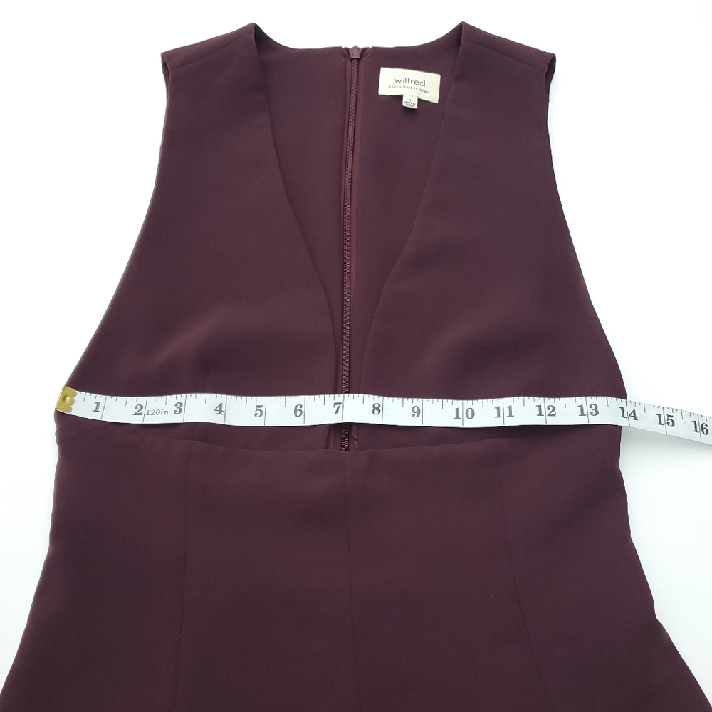 Aritzia Wilfred Montbrun Deep-V Plunge Sleeveless Mini Dress Burgundy/Maroon 4 - Picture 4 of 9